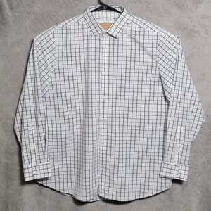 Mizzen Main Shirt Mens 2XL White Blue Check Leeward Performance Stretch Preppy